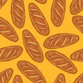 Hand drawn decorative bread sramless pattern . Vector Illustration.