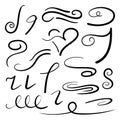 Hand-drawn decorative calligraphy elements for your design. Beautiful curls and spirals for the design of invitations