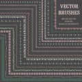 Hand drawn decorative vector brushes with inner and outer corner tiles. Royalty Free Stock Photo