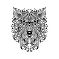 Hand drawn decorative wolf head.