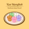 Hand drawn delicious kue mangkok traditional indonesian food snack vector design