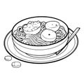 Hand Drawn delicious noodles in doodle style