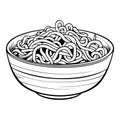 Hand Drawn delicious noodles in doodle style