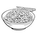 Hand Drawn delicious noodles in doodle style