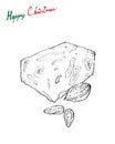 Hand Drawn of Delicious Torrone or Nougat Royalty Free Stock Photo