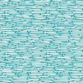 Hand drawn dense white basket weave design in random geometric layout. Seamless vector pattern on aqua blue background