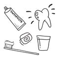 Hand drawn dental care toothpaste, teeth symbol vector icon