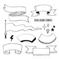 Hand drawn design elements, ribbons . Vector set of elements. Royalty Free Stock Photo