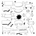 Hand drawn design elements, ribbons . Vector set of elements. Royalty Free Stock Photo