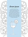 Hand drawn design template with Lime and cocktail Vector illustration Royalty Free Stock Photo