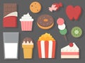 Set of colorful cartoon dessert. Sweets, Confectionery. Royalty Free Stock Photo