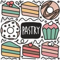 hand drawn desserts menu doodle set