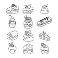 Hand drawn desserts set Royalty Free Stock Photo