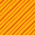 Hand drawn diagonal stripes vector seamless pattern. Bright modern repeat design. Vibrant orange uneven stripes on