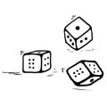 Hand drawn dice illustration with doodle style vector