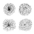 Hand drawn different black firework