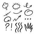 Hand drawn different doodle set elements.