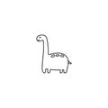 Hand drawn dinosaur cute brontosaurus doodle.