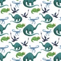 Hand drawn dinosaurs pattern