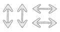 Hand Drawn Directional Arrows, Up Down and Left Right Royalty Free Stock Photo