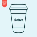 Hand drawn disposable coffee cup design icon vector