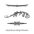 Hand drawn divider design elements for separating paragraphs or other designs Royalty Free Stock Photo