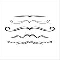 Hand drawn divider icon vector illustration design element of swish, swash, swoosh underline swirl