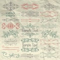 Hand Drawn Dividers, Frames, Swirls on Crumpled Paper Royalty Free Stock Photo