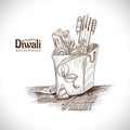 Hand Drawn diwali crackers sketch design Royalty Free Stock Photo