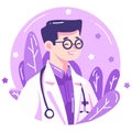 Hand Drawn doctor character in flat style Royalty Free Stock Photo