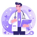 Hand Drawn doctor character in flat style Royalty Free Stock Photo