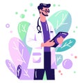 Hand Drawn doctor character in flat style Royalty Free Stock Photo