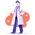 Hand Drawn doctor character in flat style Royalty Free Stock Photo