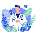 Hand Drawn doctor character in flat style Royalty Free Stock Photo