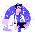 Hand Drawn doctor character in flat style Royalty Free Stock Photo