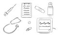 Hand drawn doctor tool set Royalty Free Stock Photo