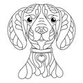 Hand drawn Dog. Coloring page. Animal doodle Sketch. Vector illustration for anti-stress adult and children Royalty Free Stock Photo