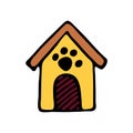 Hand drawn doghouse doodle. Color sketch pets icon. Decoration e Royalty Free Stock Photo