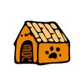 Hand drawn doghouse doodle. Color sketch pets icon. Decoration e Royalty Free Stock Photo