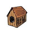 Hand drawn doghouse doodle. Color sketch pets icon. Decoration e Royalty Free Stock Photo