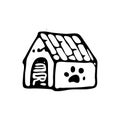 Hand drawn doghouse doodle. Sketch pets icon. Decoration element Royalty Free Stock Photo