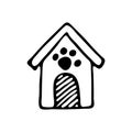 Hand drawn doghouse doodle. Sketch pets icon. Decoration element Royalty Free Stock Photo