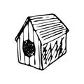 Hand drawn doghouse doodle. Sketch pets icon. Decoration element Royalty Free Stock Photo