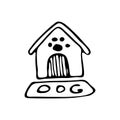 Hand drawn doghouse doodle. Sketch pets icon. Decoration element Royalty Free Stock Photo