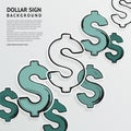 Hand drawn dollar signs on white background. Vector. Royalty Free Stock Photo