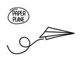 Hand drawn doodle airplane. Black linear paper plane icon Royalty Free Stock Photo