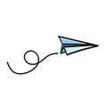 Hand drawn doodle airplane. Black linear paper plane icon Royalty Free Stock Photo