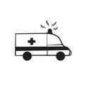 Hand Drawn Doodle Ambulance Illustration Icon Vector Isolated