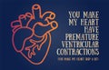 Hand-drawn doodle anatomical human heart with funny text.