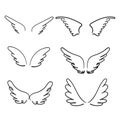 Hand drawn doodle angel wings illustration cartoon style vector Royalty Free Stock Photo